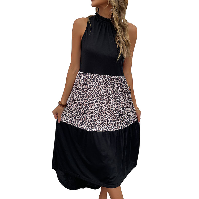 Damen Urbanes Maxikleid mit elegantem Leoparden-Element Drune