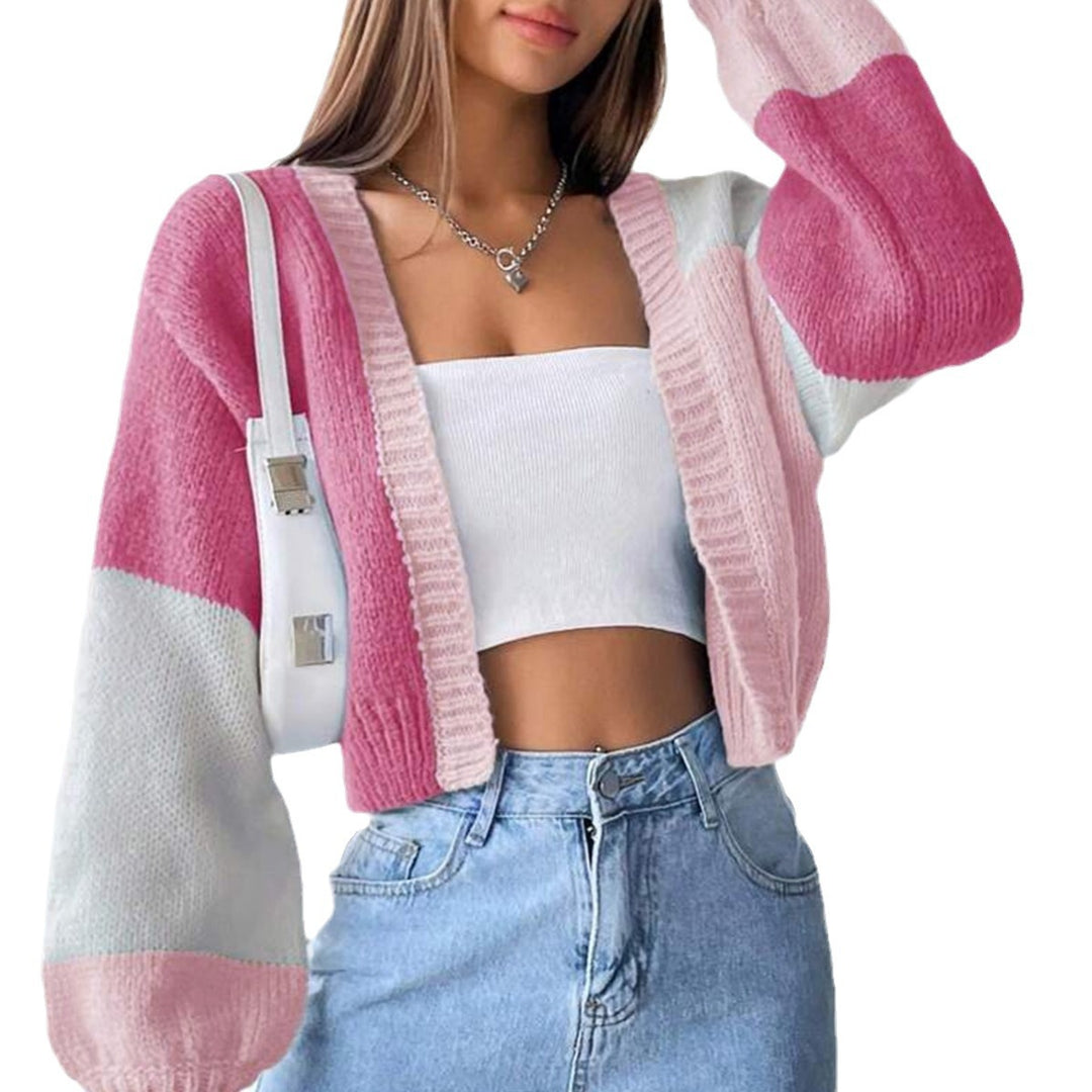 Damen Modischer Strickcardigan im Color-Block Design Drune