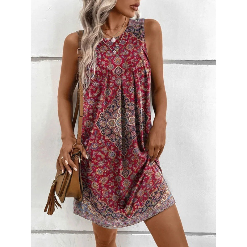 Damen Schmuckes Sommerkleid mit floralem Muster und weich fließendem Stoff Drune
