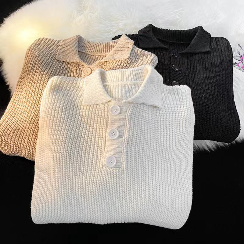 Damen Gemütlicher Strickpullover mit Knopfleiste Drune