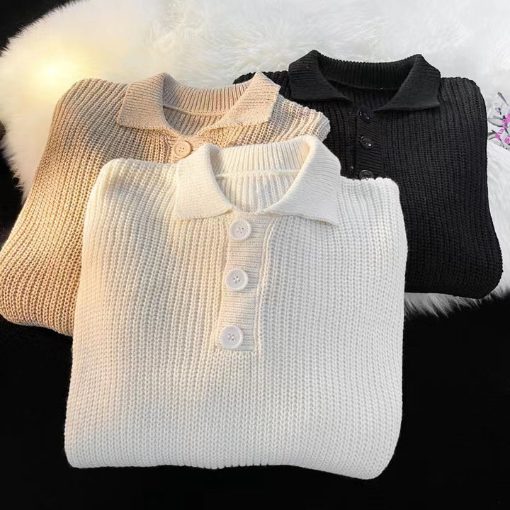 Damen Gemütlicher Strickpullover mit Knopfleiste Drune