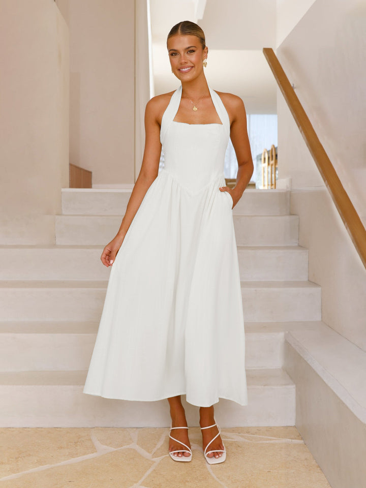 Damen Maxikleid mit schulterfreier Trägerkonstruktion und elegantem Schnitt Drune