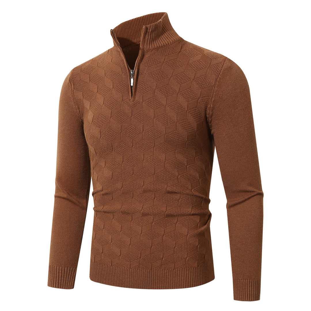 Herren modischer Strickpullover mit halbem Reißverschluss und strukturiertem Design Drune