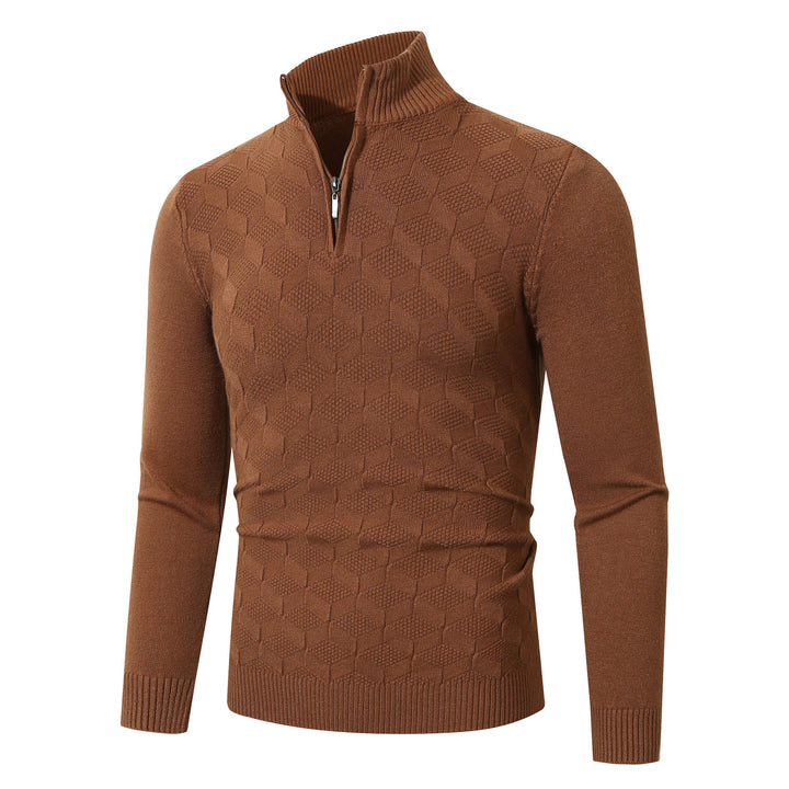 Herren modischer Strickpullover mit halbem Reißverschluss und strukturiertem Design Drune