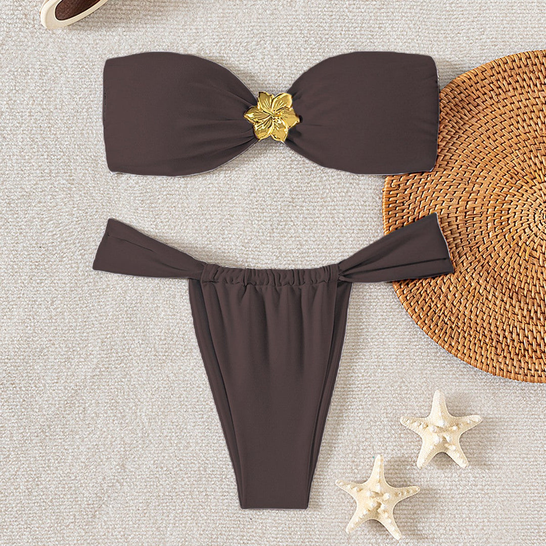 Damen Bandeau-Bikini mit elegantem Verschluss und modischem Design Drune