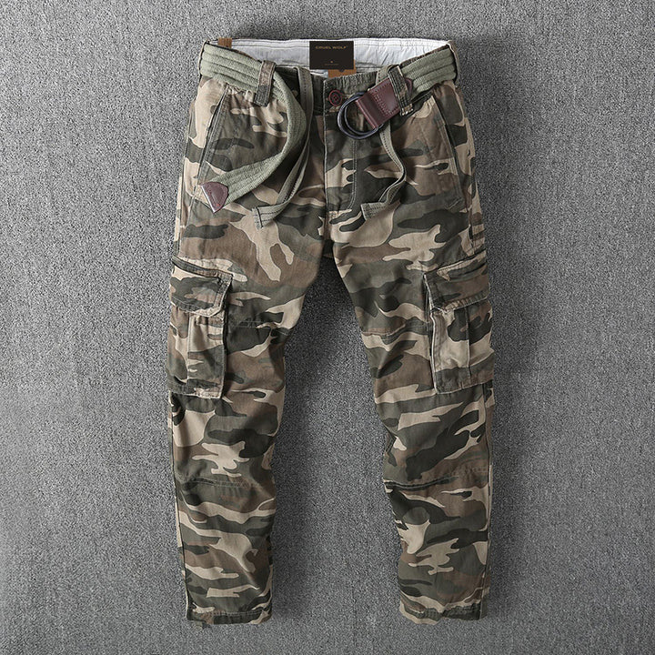 Herren Cargohose mit mehreren Taschen, verstellbaren Beinabschlüssen und Gürtel Drune