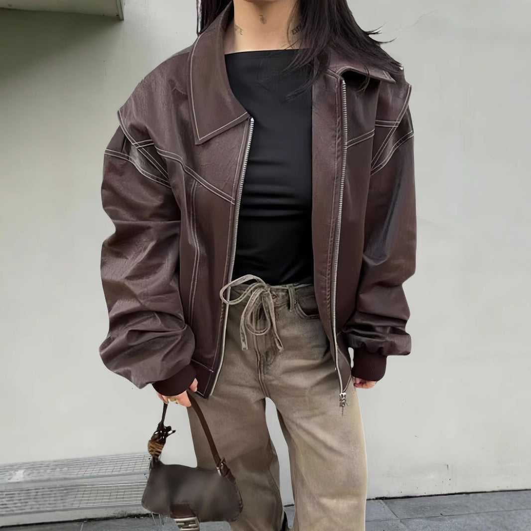 Damen lässige Oversized-Bomberjacke Drune
