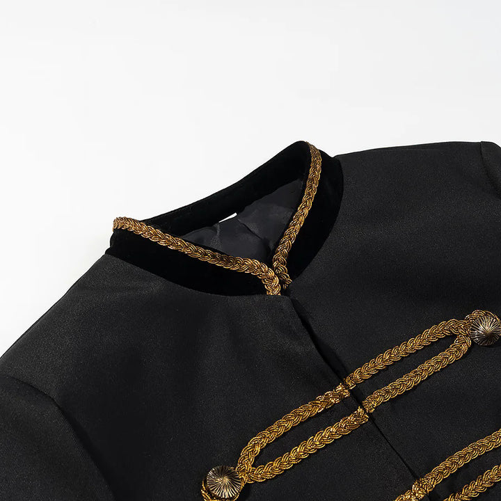 Damen nan militärisch inspirierte Kurzjacke mit Zierkordeln und Stehkragen Drune