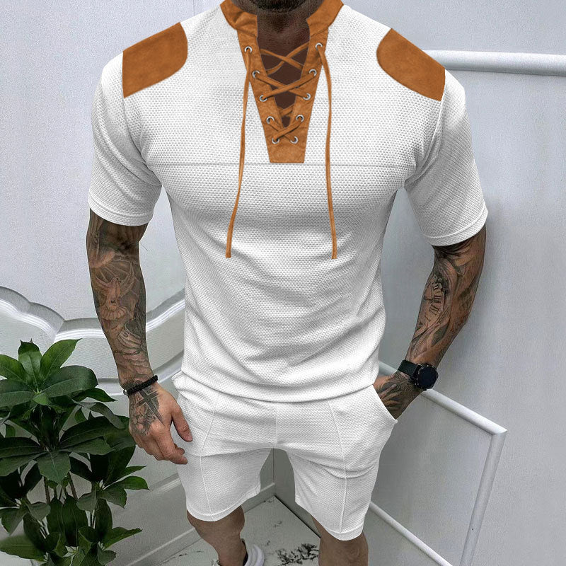 Herren trendiges Sport-T-Shirt mit einzigartigem Schnürdesign und atmungsaktivem Gewebe Drune