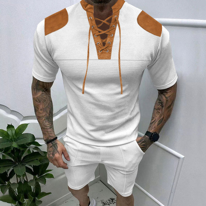 Herren trendiges Sport-T-Shirt mit einzigartigem Schnürdesign und atmungsaktivem Gewebe Drune