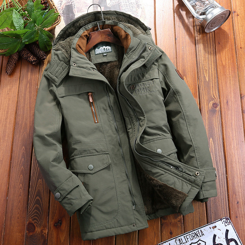 Herren urbaner Thermo-Parka mit Teddyfleece-Innenfutter, winddichter Front und Multifunktionstaschen Drune