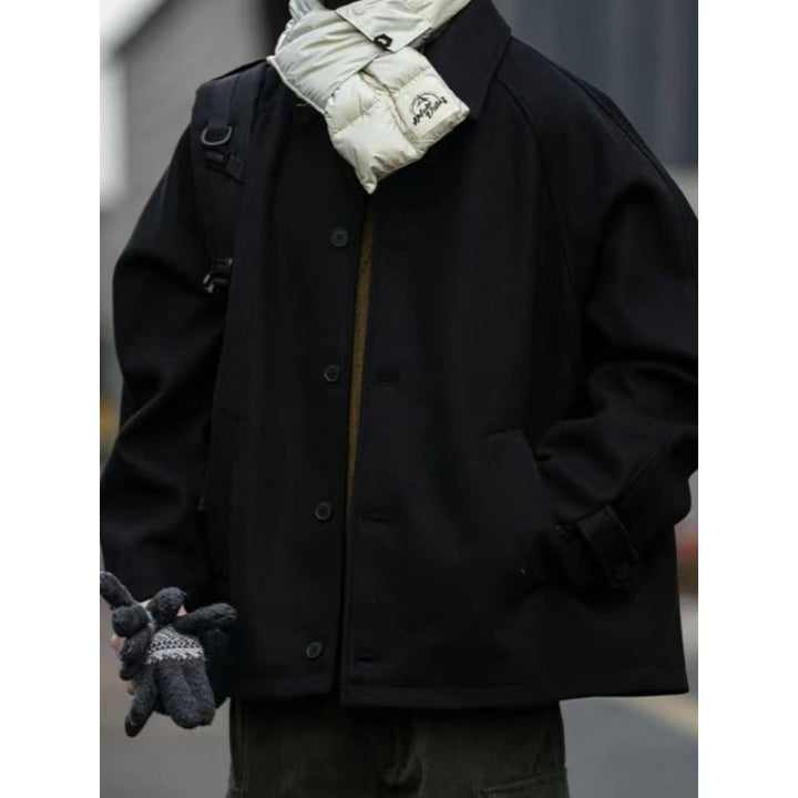 Herren modische Oversize-Jacke mit Knopfleiste und praktischen Taschen Drune