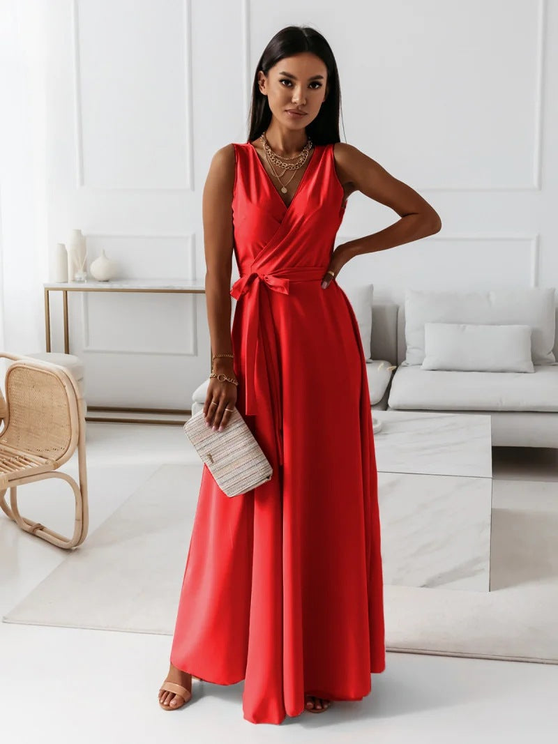 Damen Elegantes Wickel-Minikleid mit tiefem V-Ausschnitt und fließendem Stoff Drune