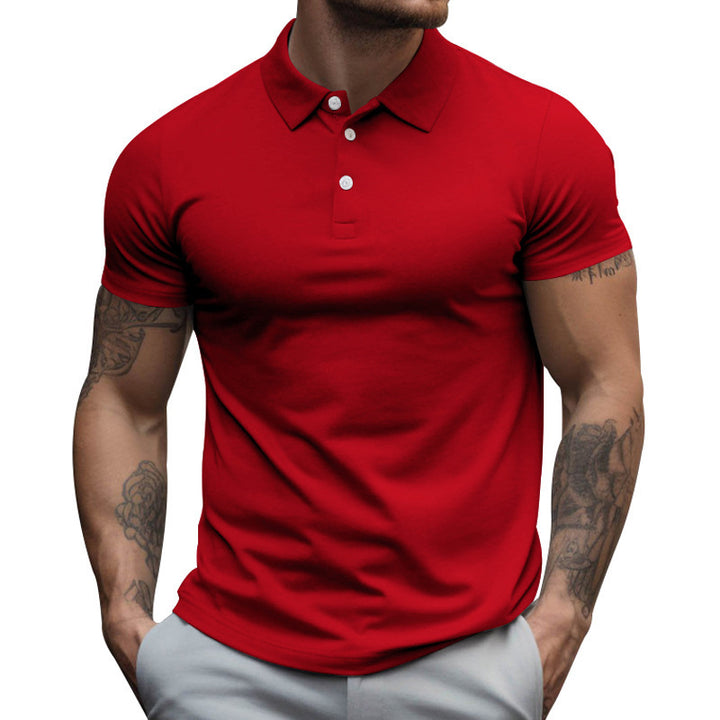 Herren nan tailliertes Stretch-Polo mit Hemdkragen kurzer Knopfleiste und körpernahem Schnitt Drune