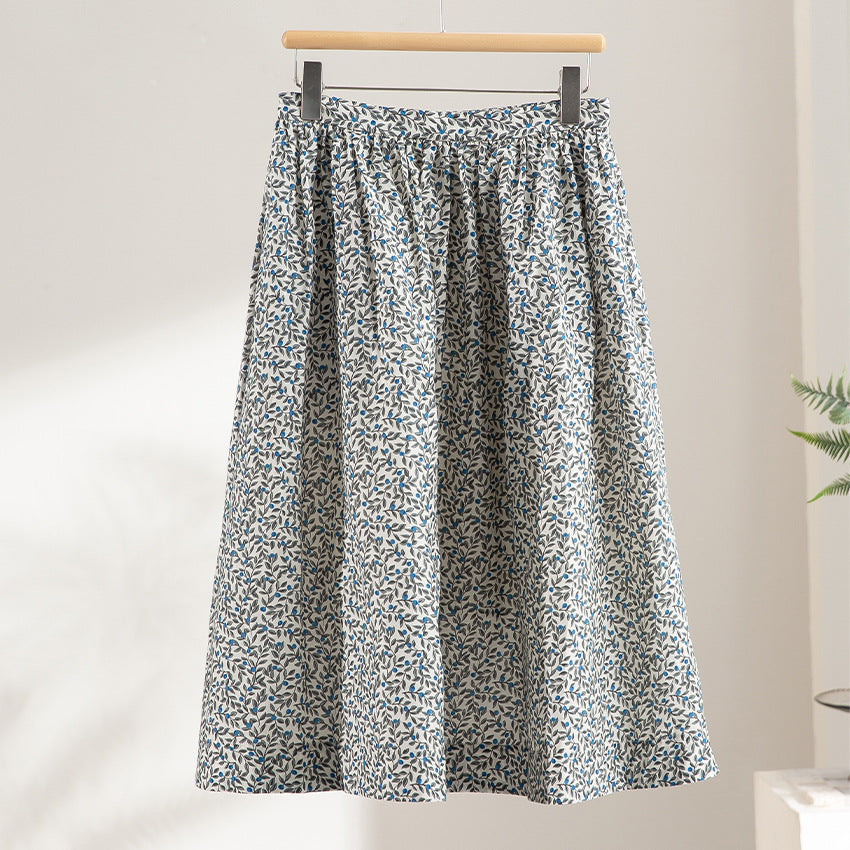 Damen Midirock mit Plissée‑Optik, gerafftem Bund und floralem Print Drune