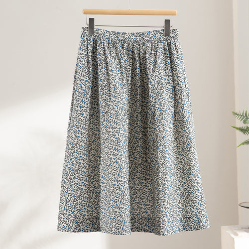 Damen Midirock mit Plissée‑Optik, gerafftem Bund und floralem Print Drune