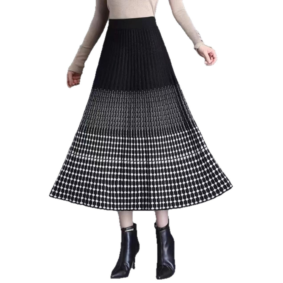 Damen Plissierter Maxirock mit eleganten Muster Drune