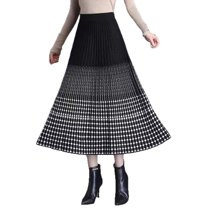 Damen Plissierter Maxirock mit eleganten Muster Drune