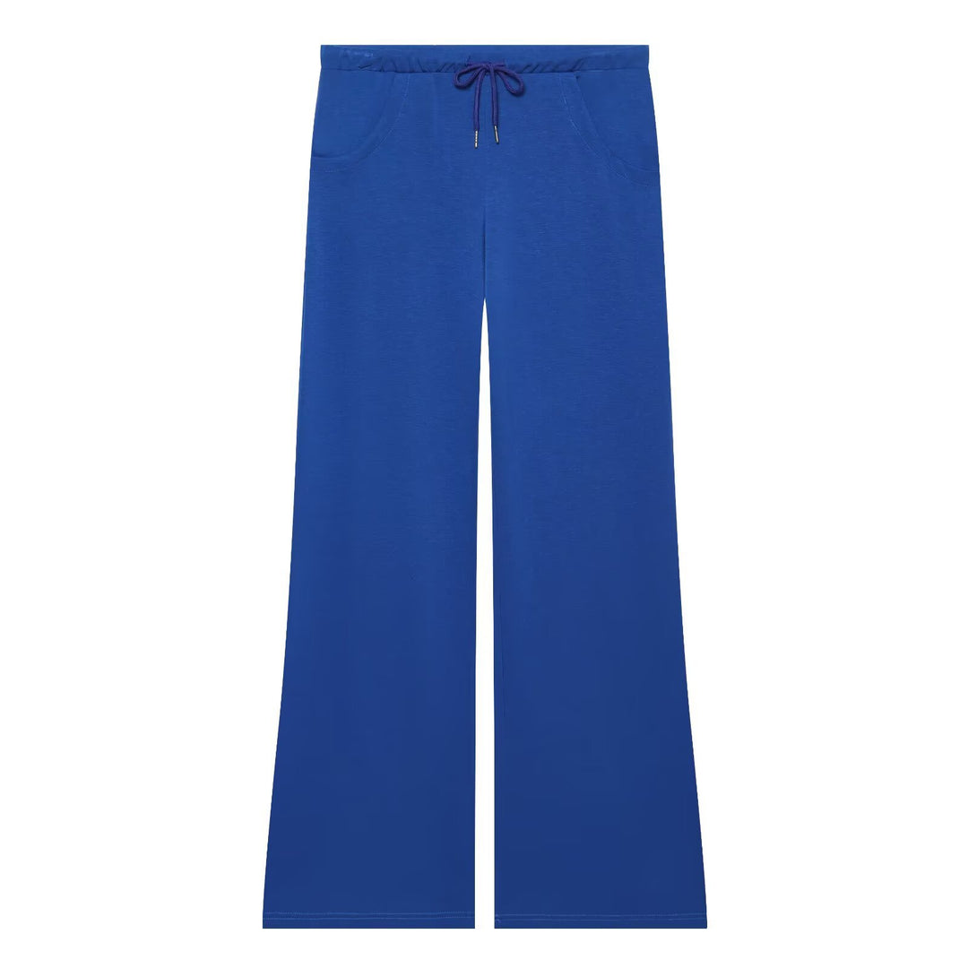 Damen Weit geschnittene High‑Waist Loungehose mit Kordelzug und Eingrifftaschen Drune