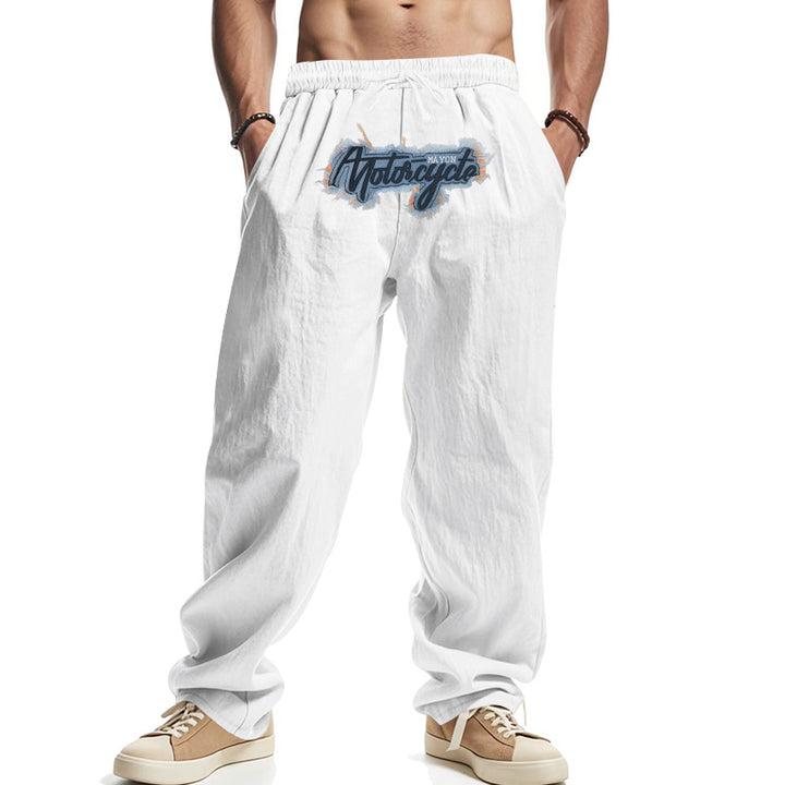 Herren lässige Freizeithose mit elastischem Bund und aufgesticktem Design Drune