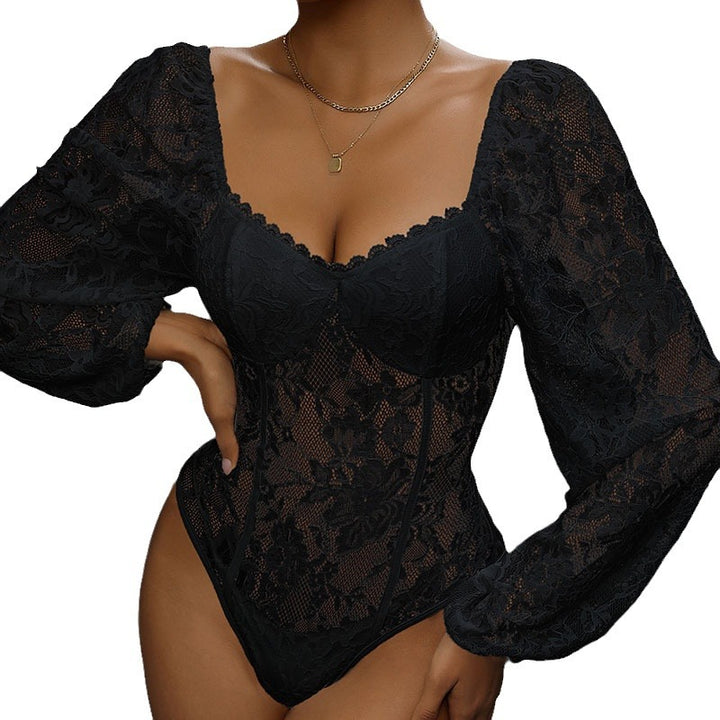 Damen Spitzenbody mit romantischem Design und elegantem V-Ausschnitt Drune