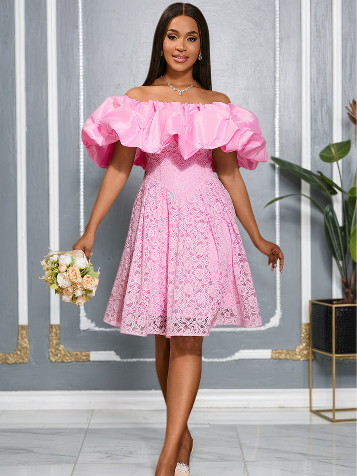 Damen Freizeitkleid mit schulterfreiem Volant Drune