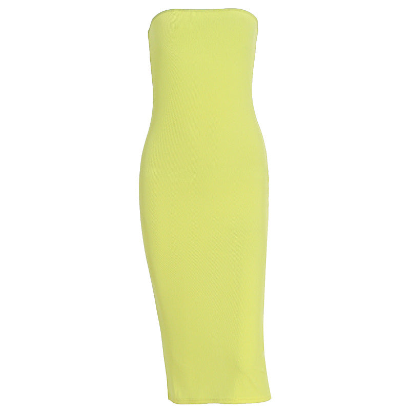 Damen Basic-Bodycon Kleid ohne Träger Drune