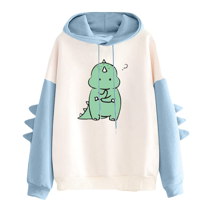 Damen nan Kapuzenpullover mit niedlichem Dinosaurier-Print und dreidimensionalen Ärmeldetails Drune