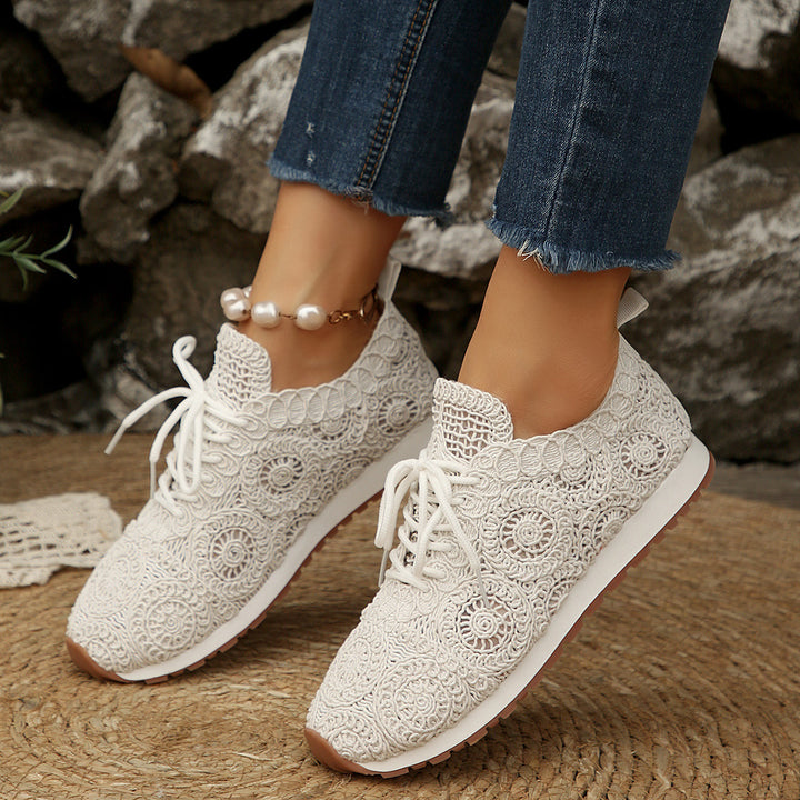 Damen  gestrickte Slip-On Plateau-Sneaker mit atmungsaktivem Obermaterial und gepolstertem Komfortfußbett Drune