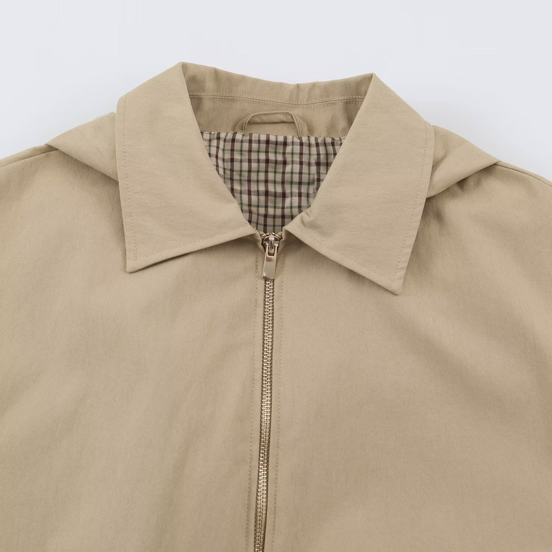 Damen Leichte Kapuzenjacke im Cropped-Oversize-Schnitt mit Tunnelzugsaum und verdecktem Reißverschluss Drune
