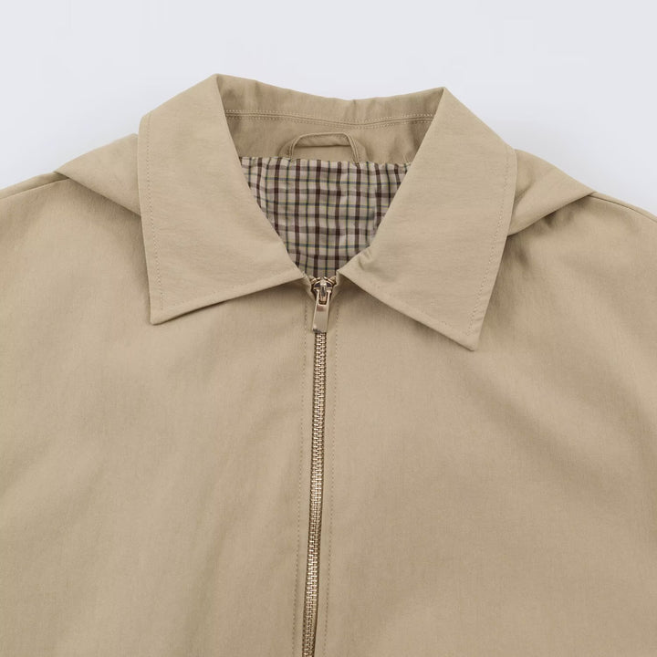 Damen Leichte Kapuzenjacke im Cropped-Oversize-Schnitt mit Tunnelzugsaum und verdecktem Reißverschluss Drune