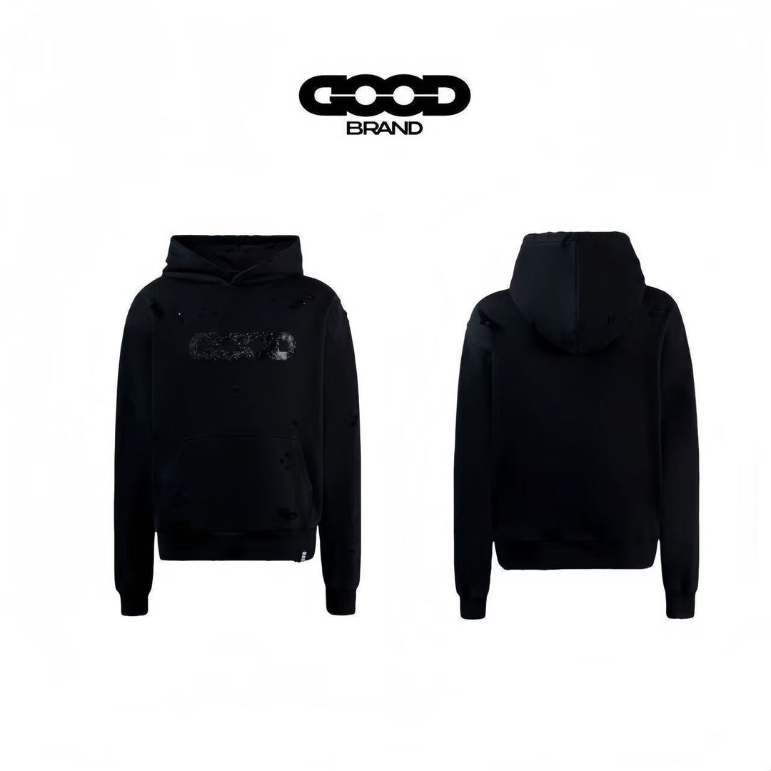 Damen Oversized Kapuzenpullover mit zerrissenen Details Drune