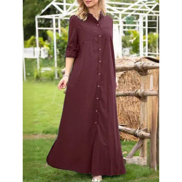 Damen Langarmhemdkleid mit Knopfdetails und raffiniertem Schnitt Drune