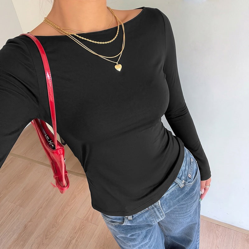 Damen Basic Langarmshirt mit Rundhalsausschnitt Drune