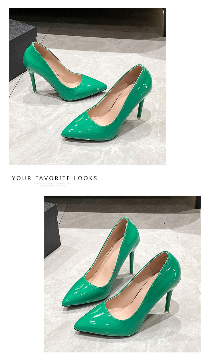 Damen Braut-Lackleder Pumps mit spitzer Zehenform und schlankem Stilettoabsatz Drune