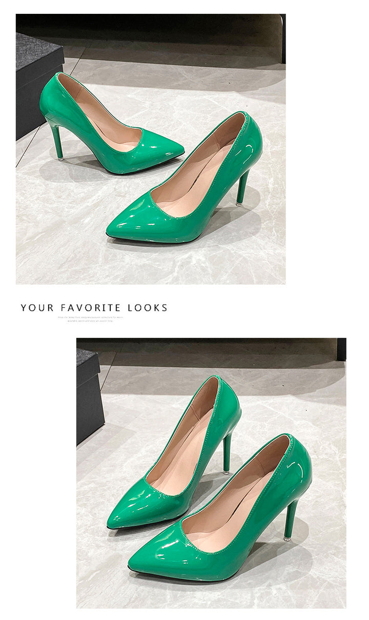 Damen Braut-Lackleder Pumps mit spitzer Zehenform und schlankem Stilettoabsatz Drune