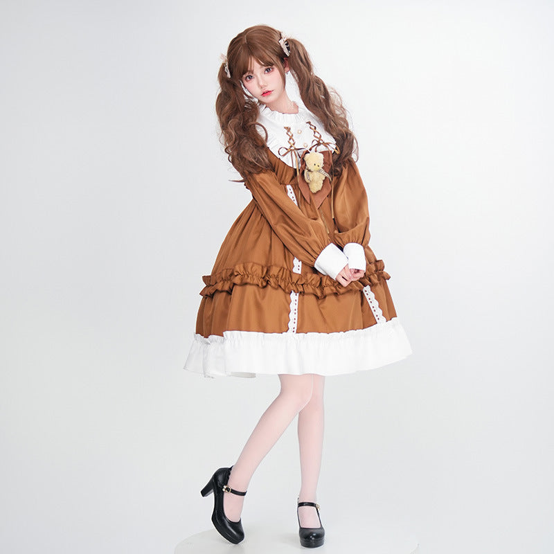 Damen Verspieltes Kostümkleid mit Rüschen und Teddybär-Motiv Drune