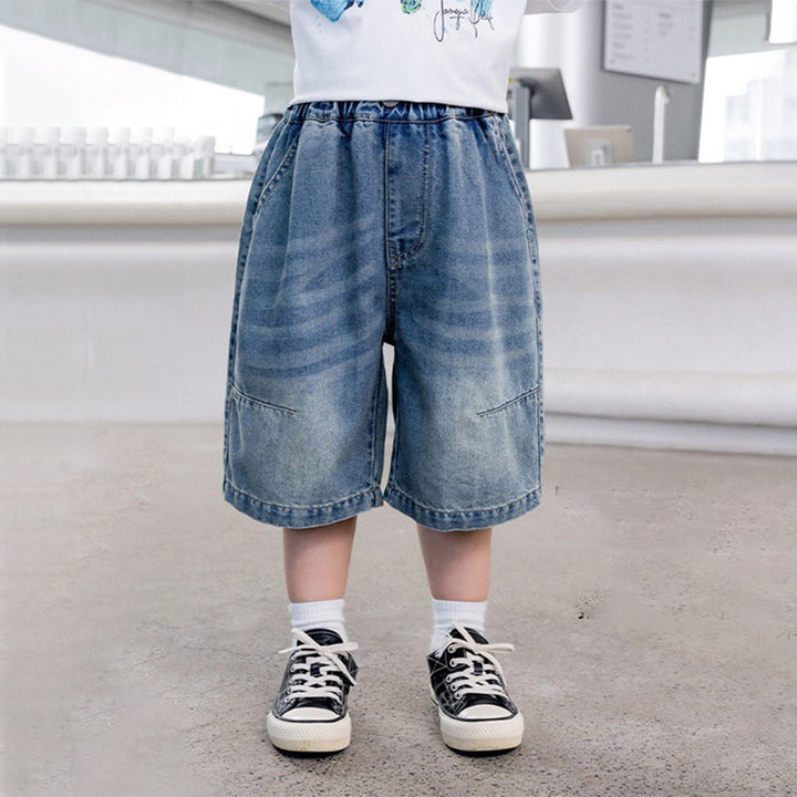 Unisex lässige Denim-Shorts mit hohen Seitentaschen Drune