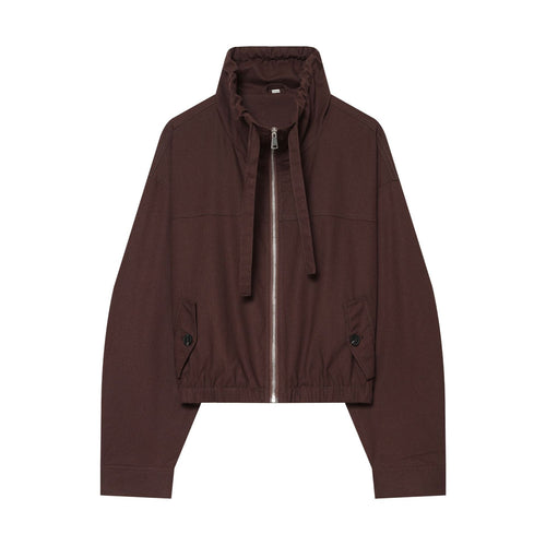 Damen Cropped Utility‑Blouson mit hohem Stehkragen, Tunnelzugbund und Pattentaschen Drune