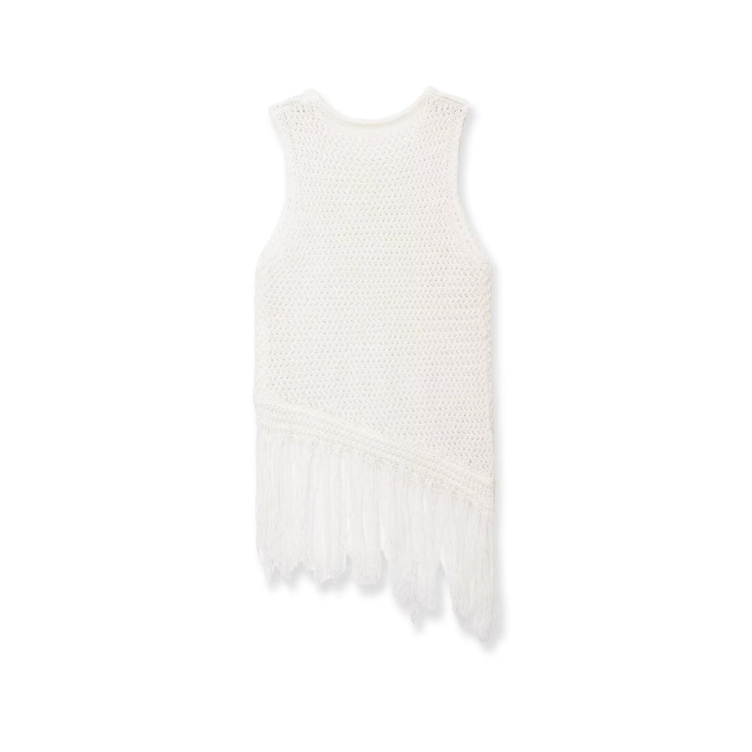 Damen Stricktop mit Fransen und asymmetrischem Schnitt Drune