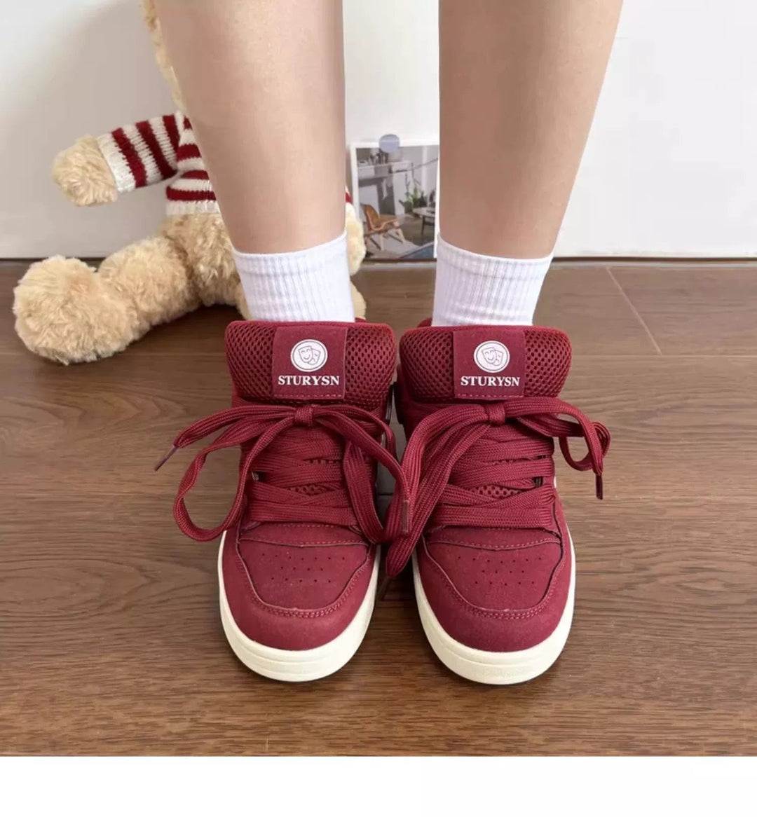 Damen Sportliche High-Top Sneakers mit atmungsaktiver Mesh-Oberfläche und verstärktem Knöchelschutz Drune