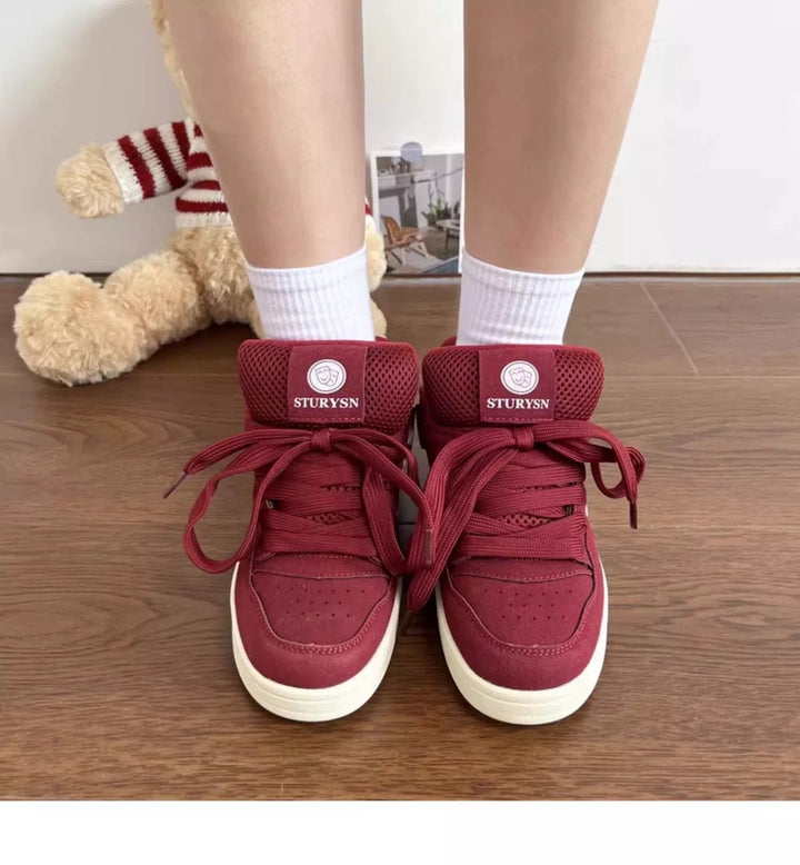 Damen Sportliche High-Top Sneakers mit atmungsaktiver Mesh-Oberfläche und verstärktem Knöchelschutz Drune
