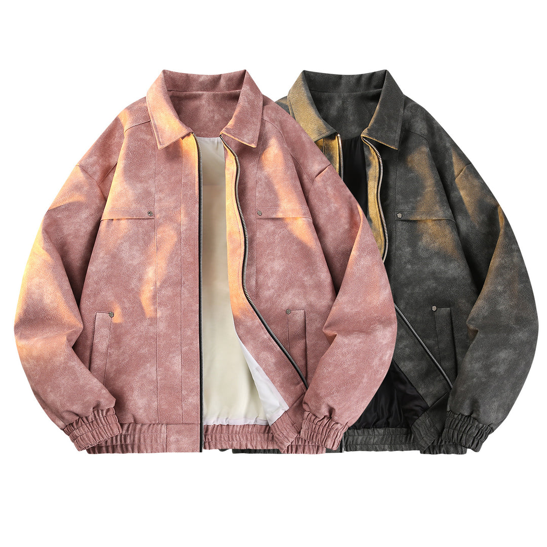 Herren Vintage‑inspirierte Velours‑Optik Übergangsjacke mit Zwei‑Wege‑Reißverschluss, elastischem Saum & Pattentaschen Drune