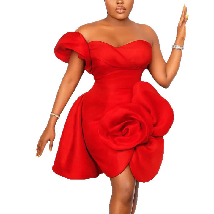 Damen Cocktailkleid mit floraler Drapierung Drune