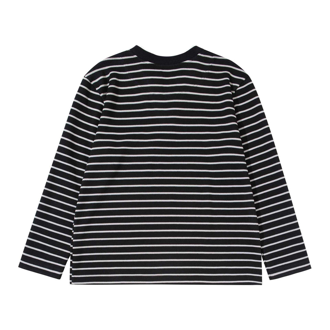 Damen Gestreiftes Strickshirt mit V-Ausschnitt und Lagenlook Drune