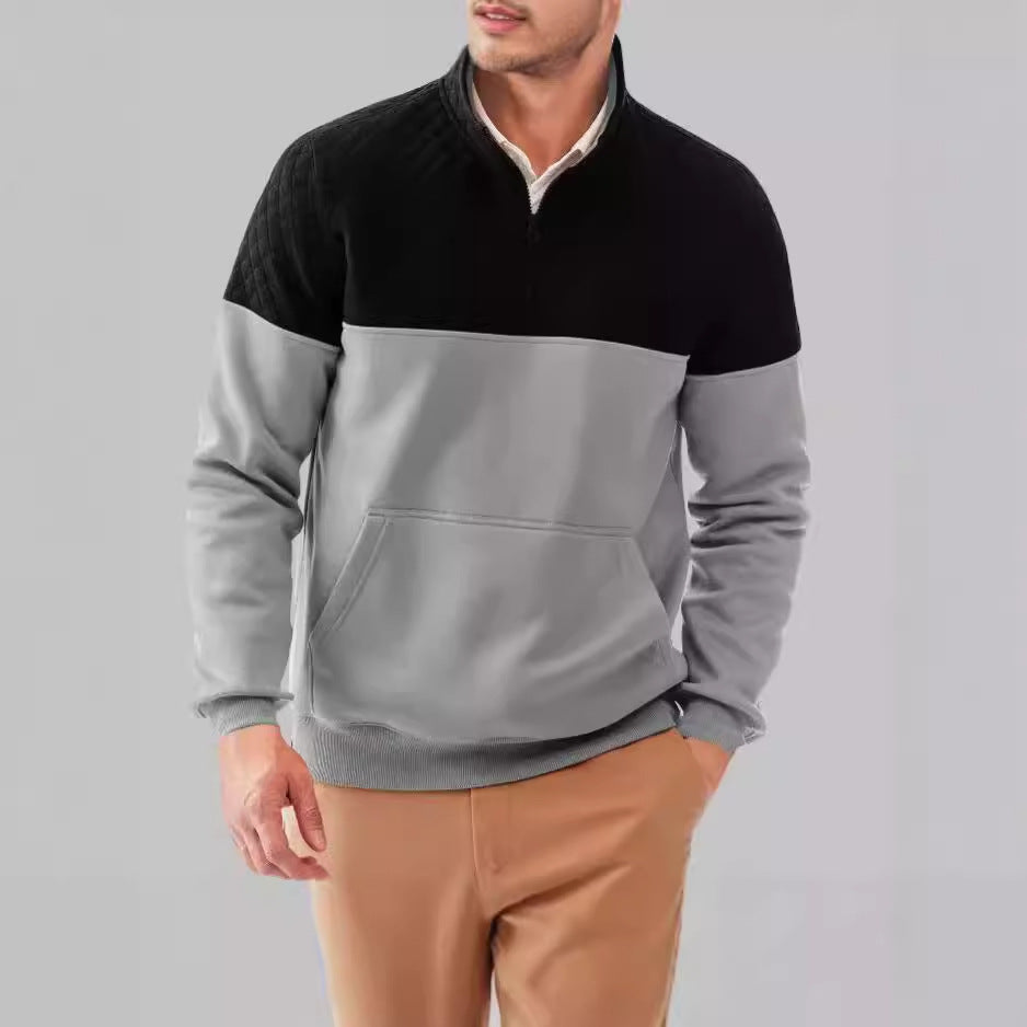 Herren Fleece-Pullover mit Steppdetails und hohem Kragen Drune