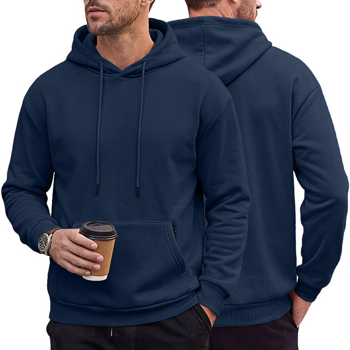 Herren Kapuzenpullover aus weichem Fleece mit Kängurutasche und verstellbarer Kapuze Drune