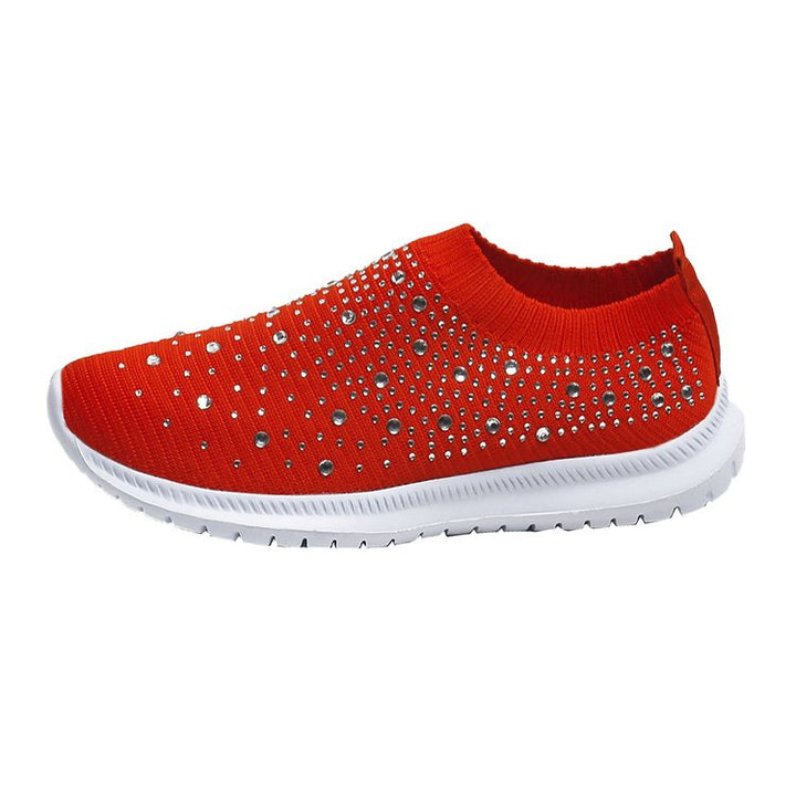 Damen Strick-Slip-On-Sneaker mit elastischem Schaft und Ziersteinen Drune