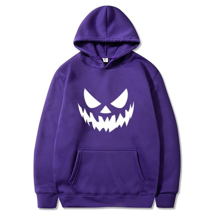 Unisex nan Kapuzenpullover mit gruseligem Kürbisgesicht-Print und Oversize Kängurutasche Drune