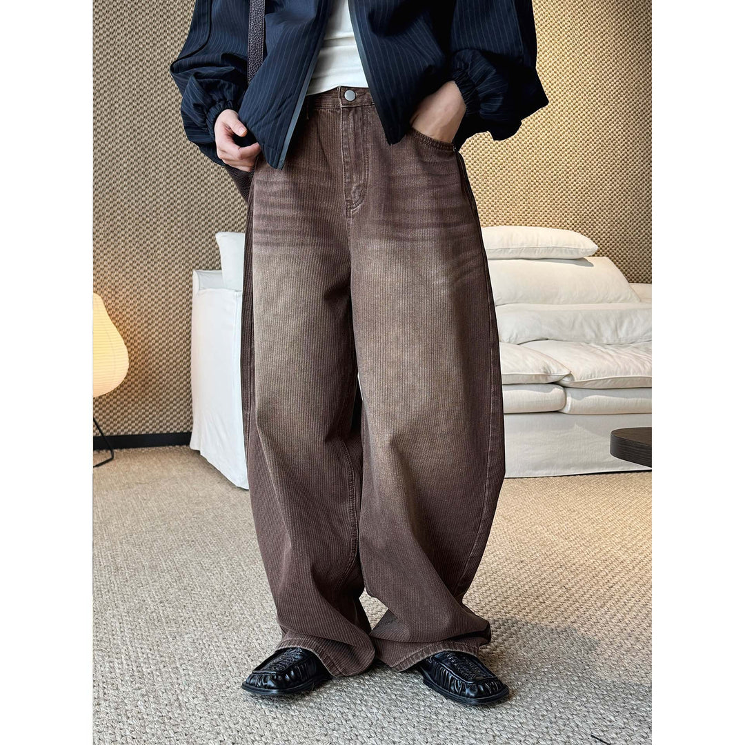Damen Weite Cordhose mit hoher Taille und weitem Bein Drune